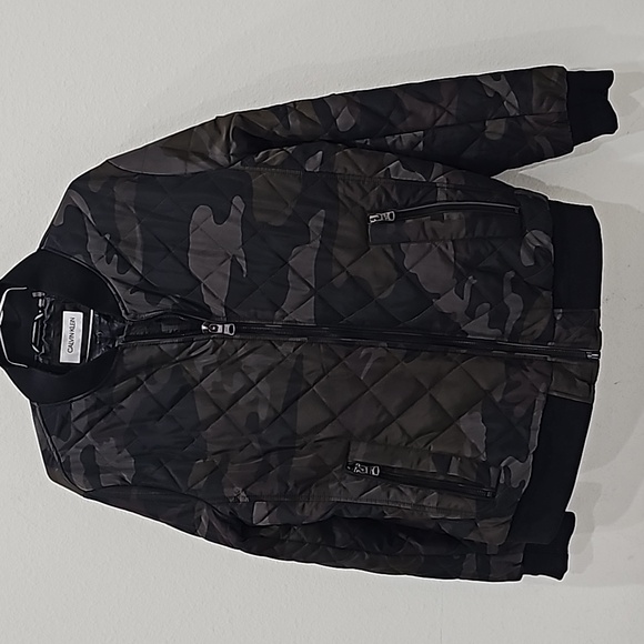 Calvin Klein Mens Jacket Camo Quilted Bomber Jacket Size M - Picture 1 of 14